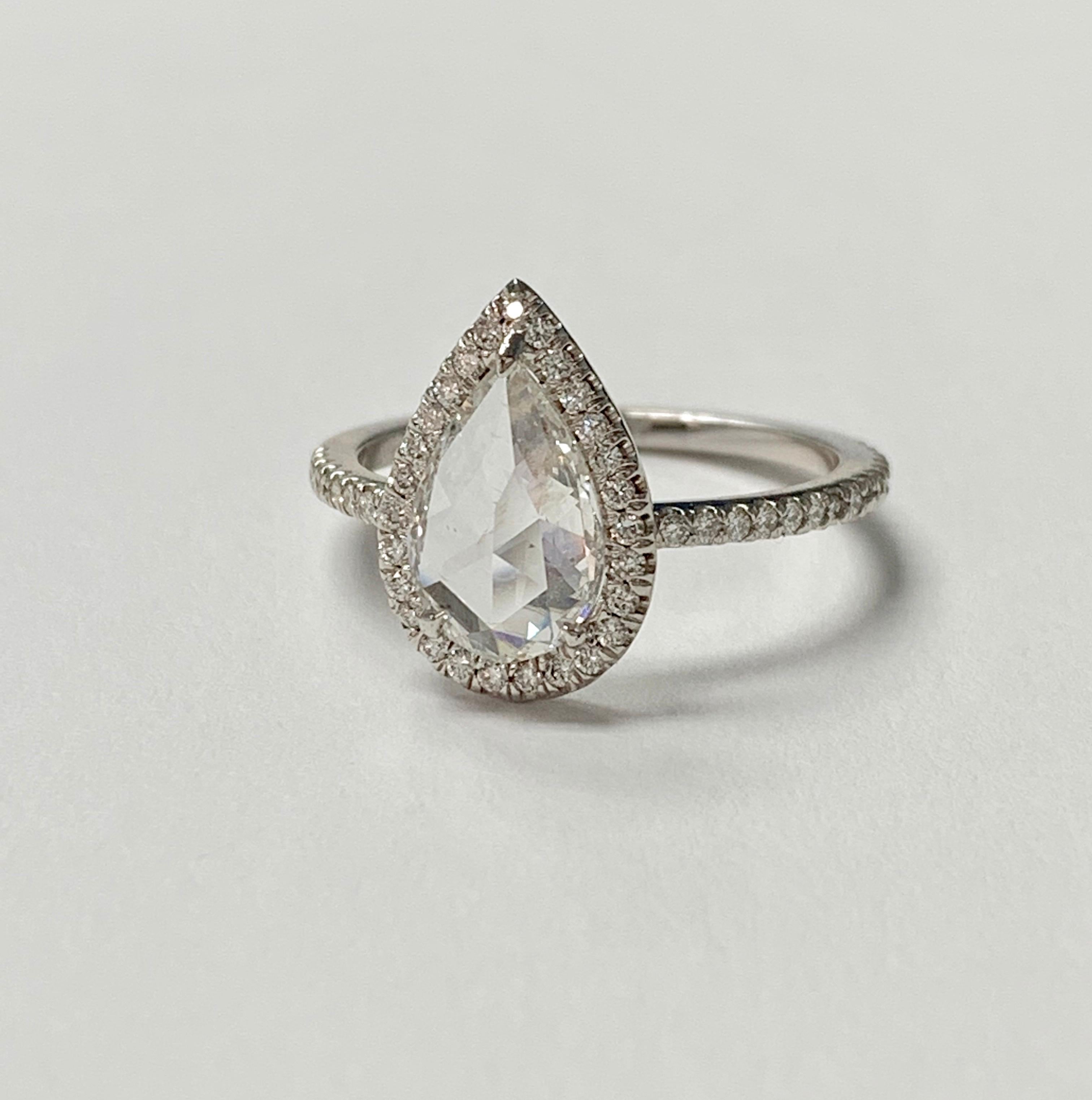rose cut pear diamond ring