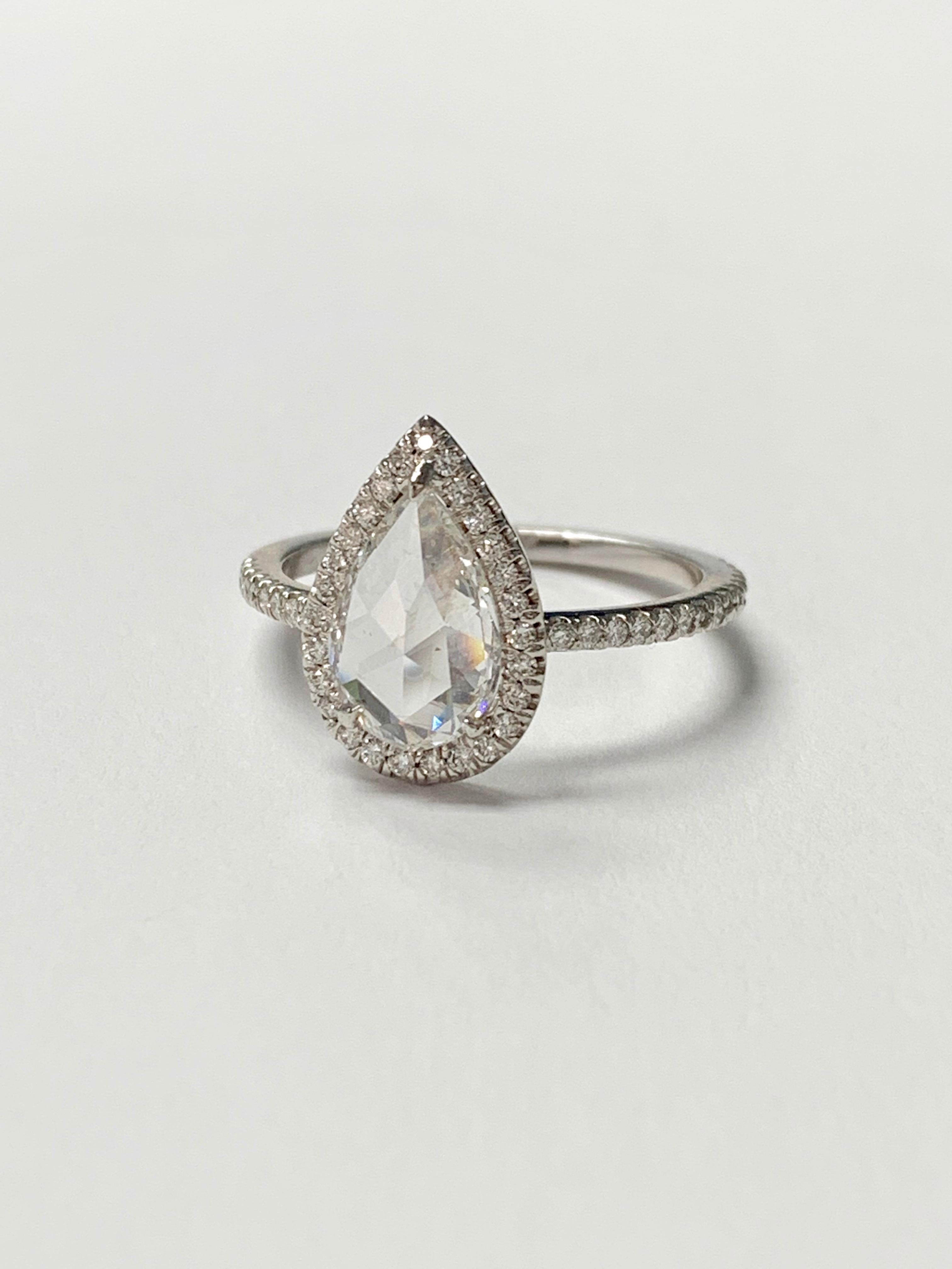 white rosecut diamond with 18ky gold ring