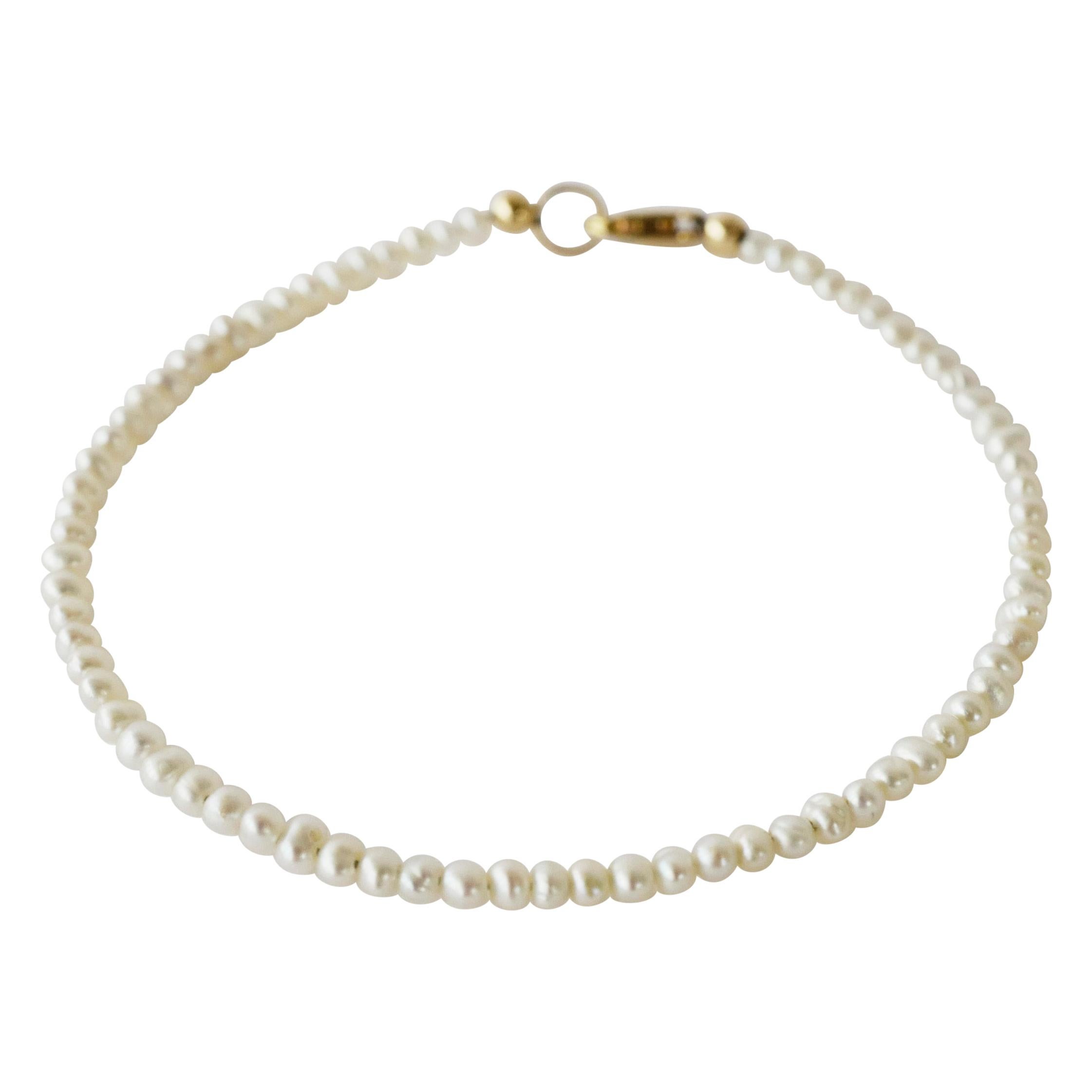 Weißes Perlenarmband mit weißen Perlen J Dauphin Damen im Angebot