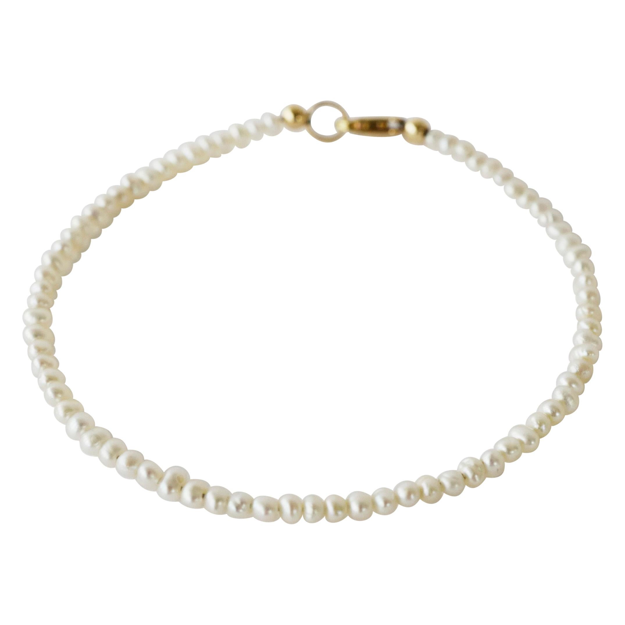 Weißes Perlenarmband mit weißen Perlen J Dauphin im Angebot
