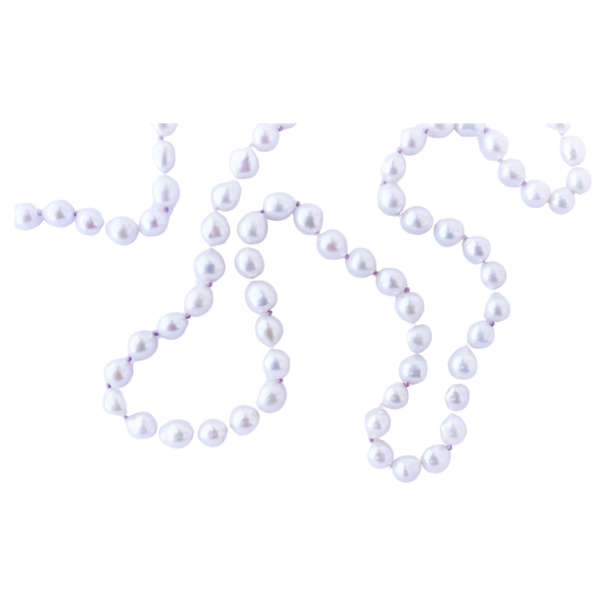 J Dauphin Collier à chaîne en argent avec perles blanches et perles Neuf - En vente à Los Angeles, CA