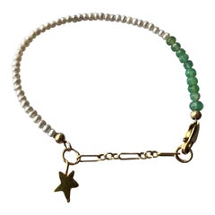White Pearl Bracelet Star Chrysoprase Gold Filled J Dauphin