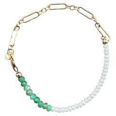 Bracciale a catena di perle bianche Greene & Greene riempito d'oro J. Dauphin