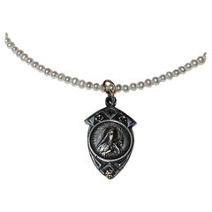 White Pearl Diamond Virgin Mary Bead Necklace J Dauphin