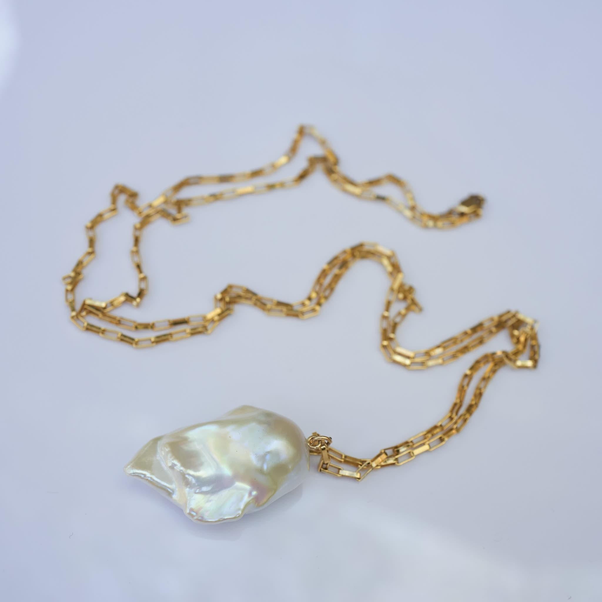 Uncut White Pearl Drop Pendant Chain Necklace J Dauphin For Sale