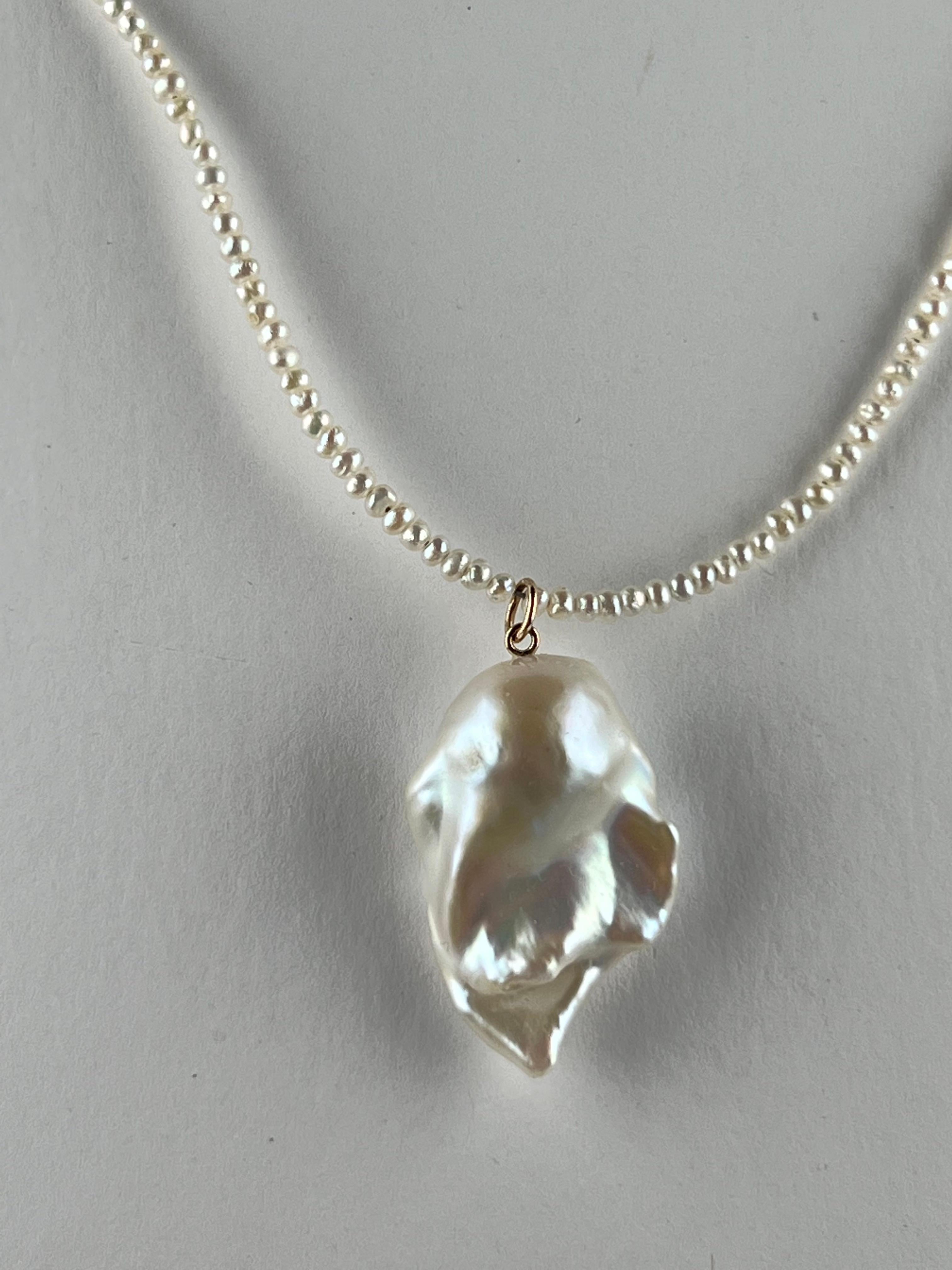 White Pearl Drop Pendant Pearl Chrysoprase Necklace J Dauphin In New Condition For Sale In Los Angeles, CA