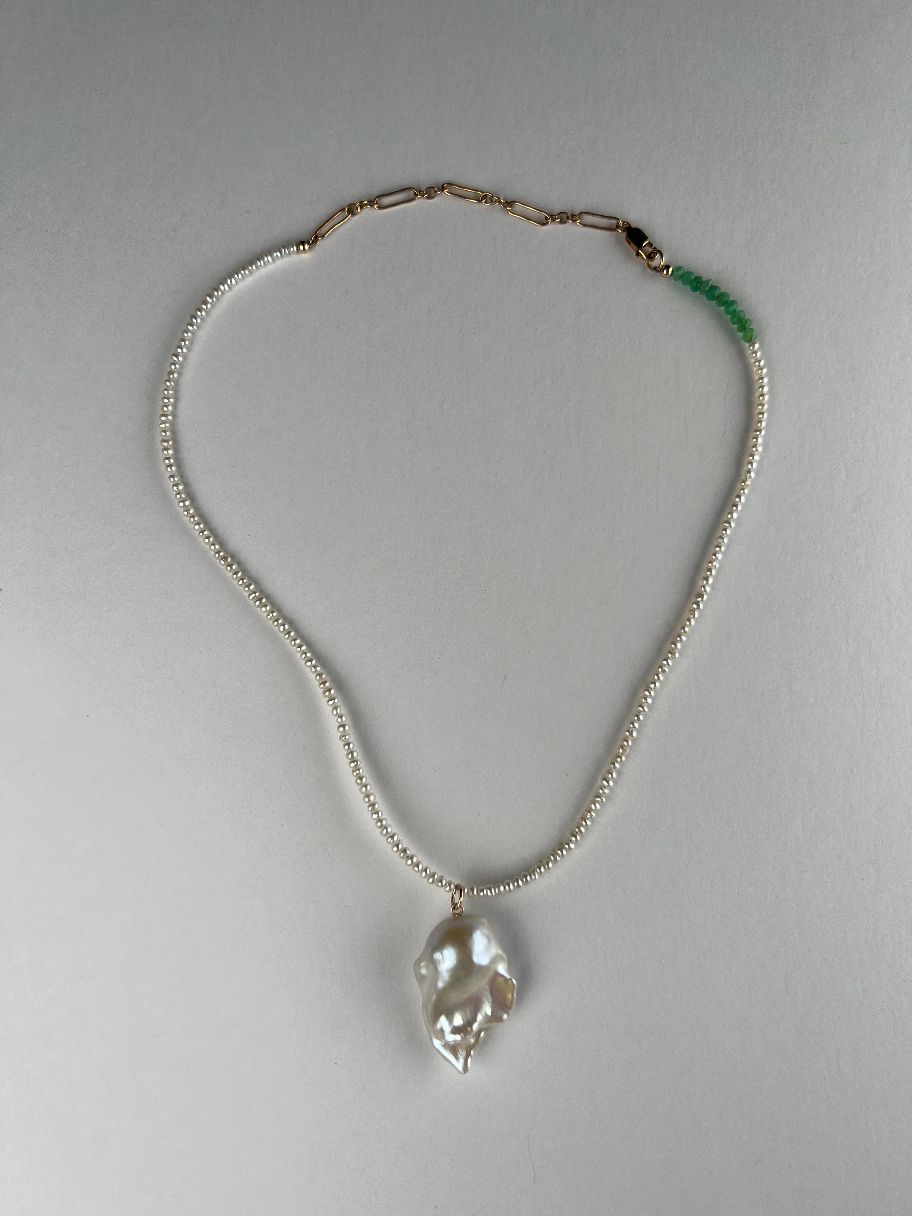 Victorian White Pearl Drop Pendant Pearl Chrysoprase Necklace J Dauphin For Sale