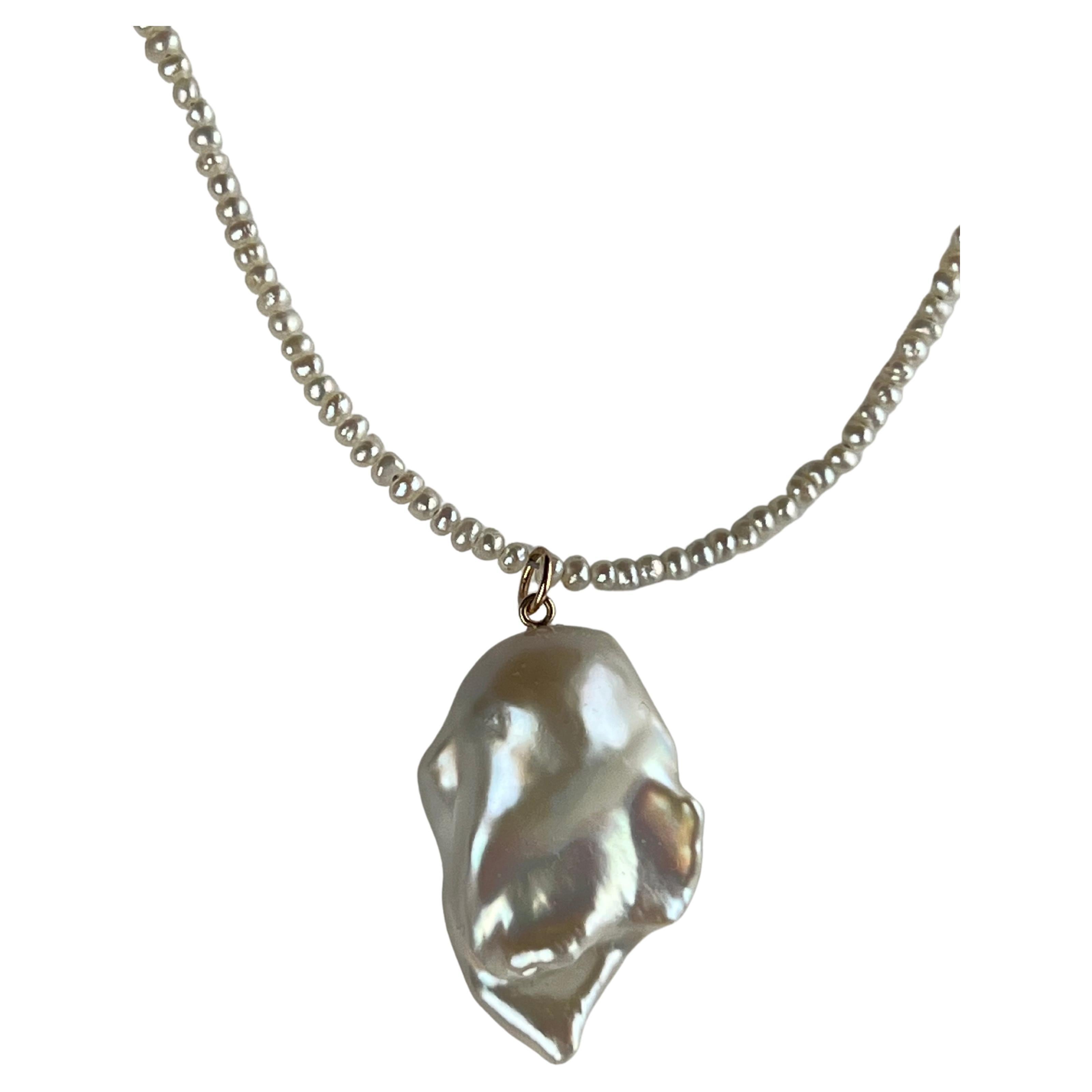 White Pearl Drop Pendant Pearl Chrysoprase Necklace J Dauphin For Sale