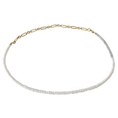 White Pearl Necklace labradorite Gold Tone Chain Beaded Choker J Dauphin