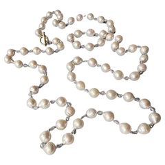 White Pearl Grey Labradorite Long Bead Necklace Made in Los Angeles