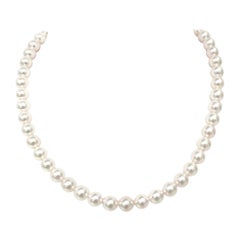 White Pearl Necklace 17.5" Gold Clasp