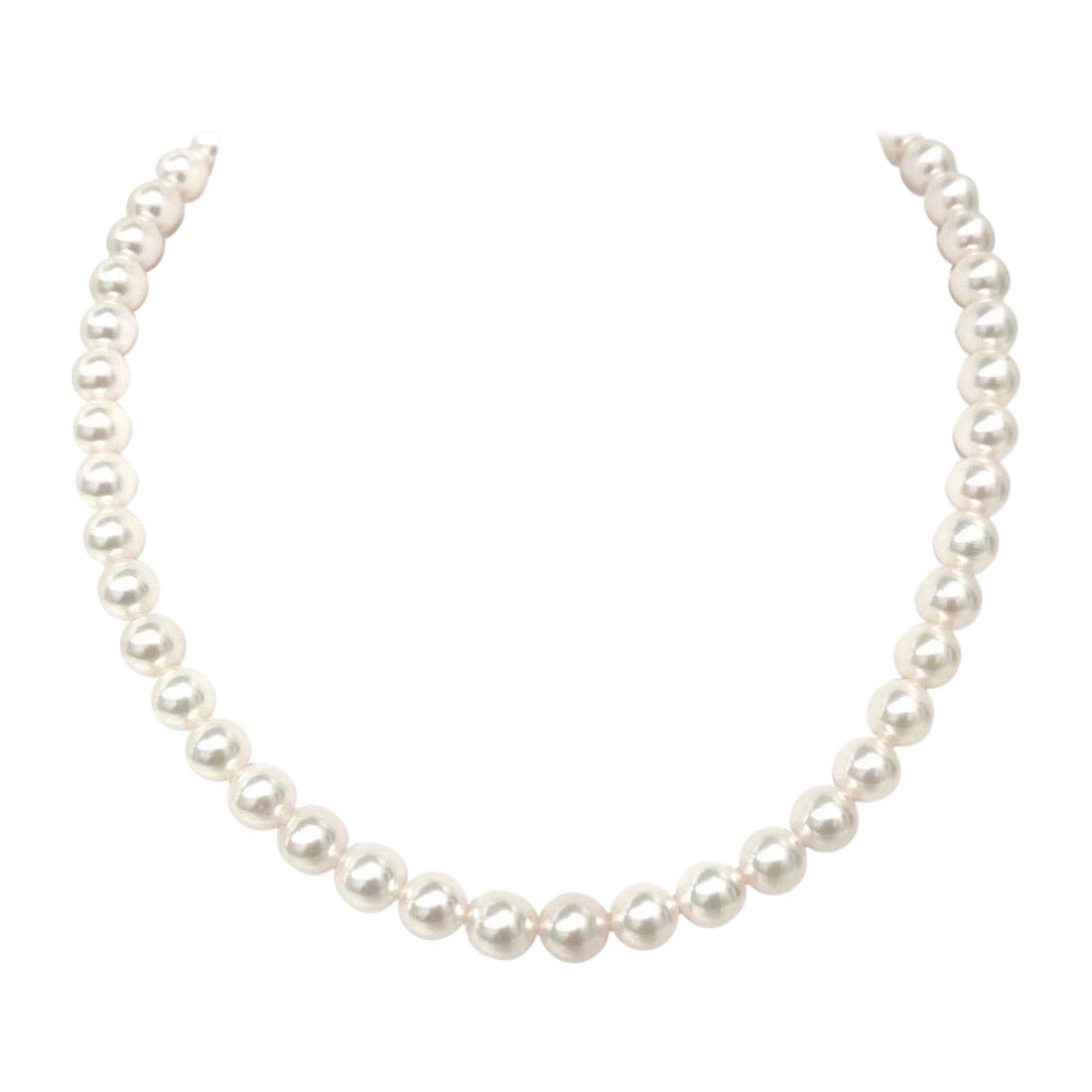 White Pearl Necklace 18" Gold Clasp