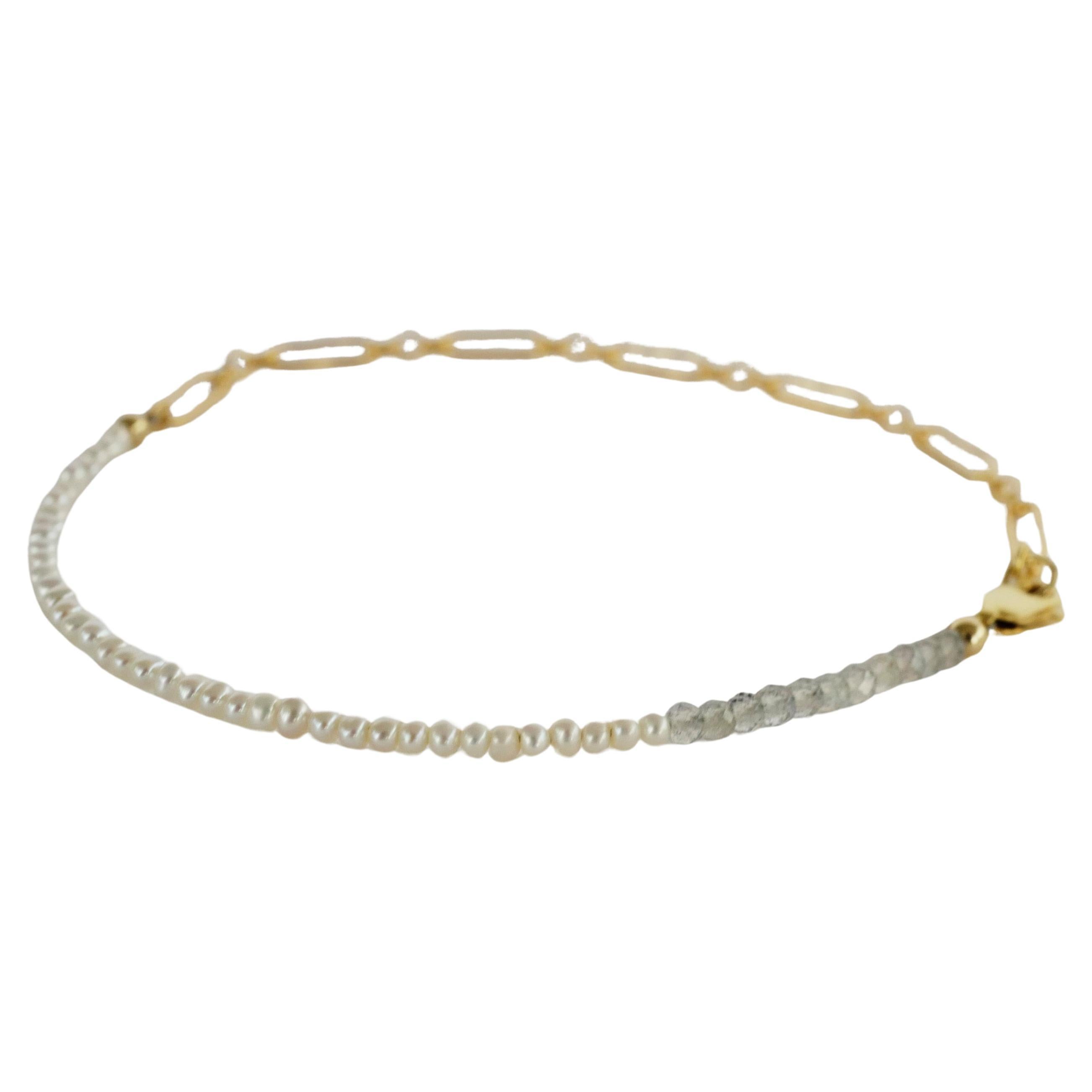 White Pearl Necklace Choker labradorite Chain Bead
