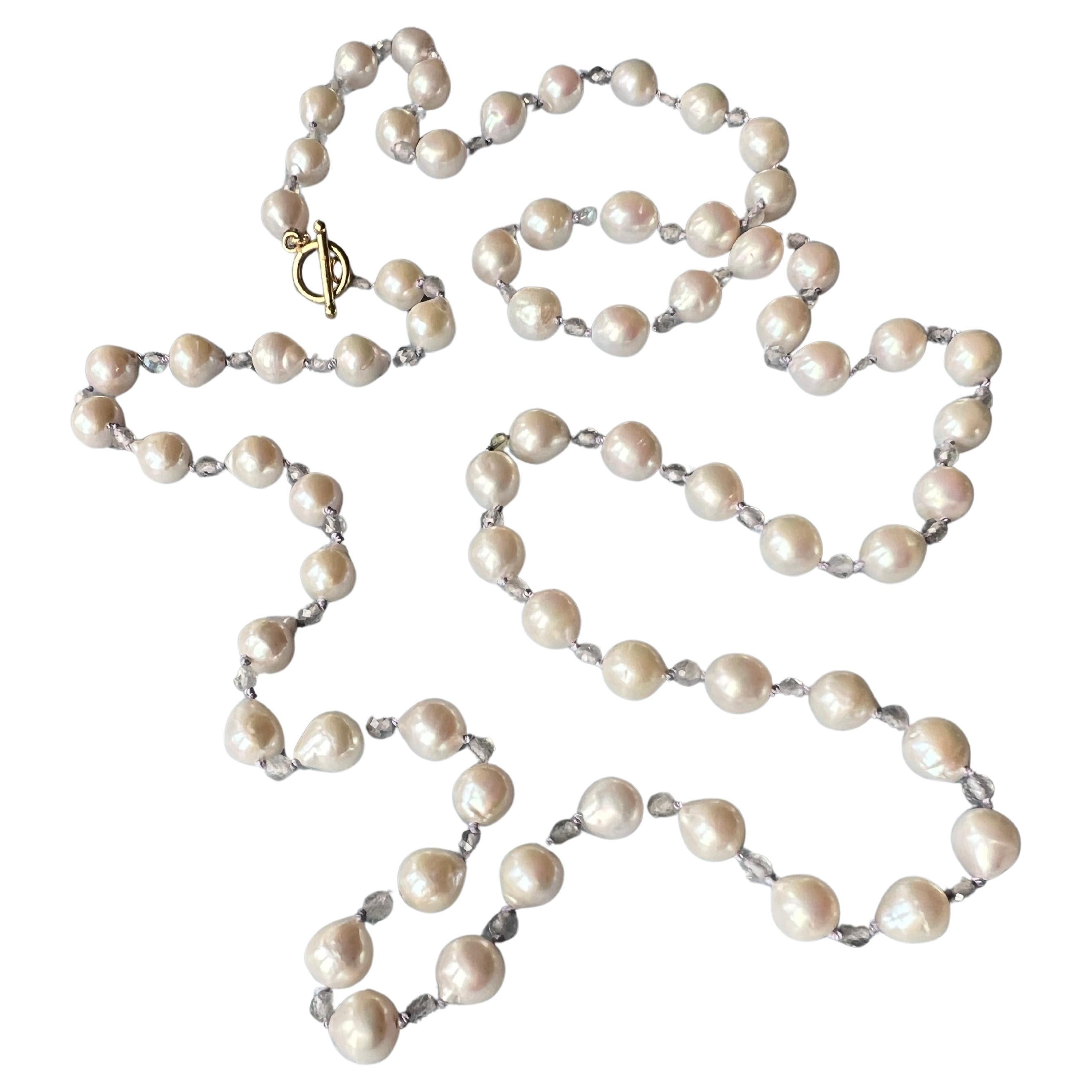 Collar de perlas blancas Labradorita