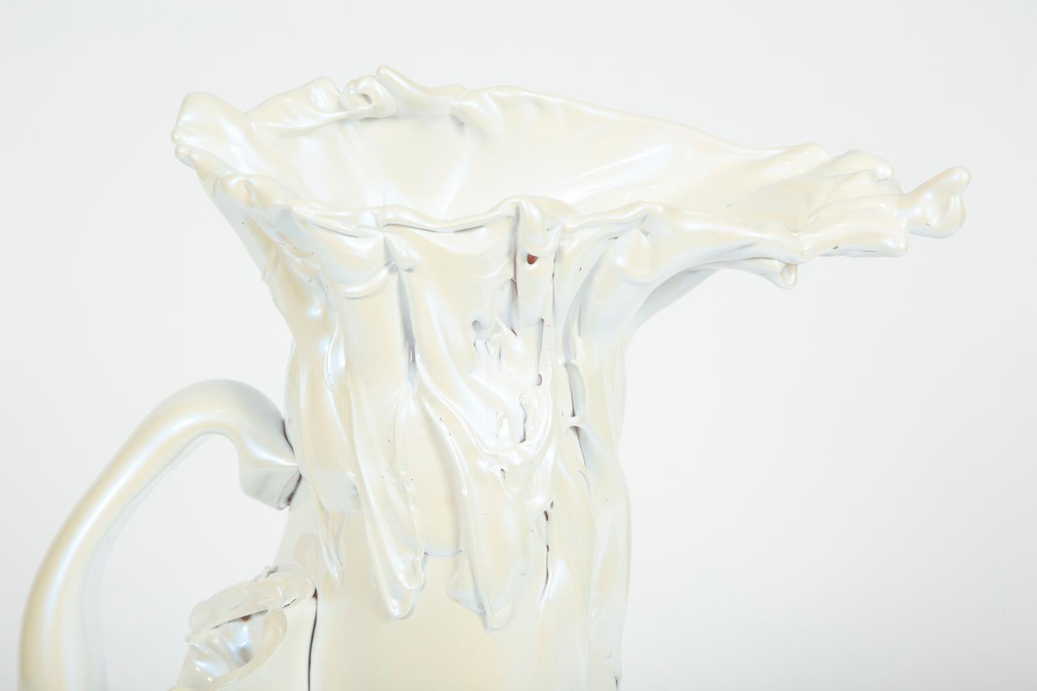 Swedish White Pearl Pitcher I Glass Sculpture by Fredrik Nielsen
