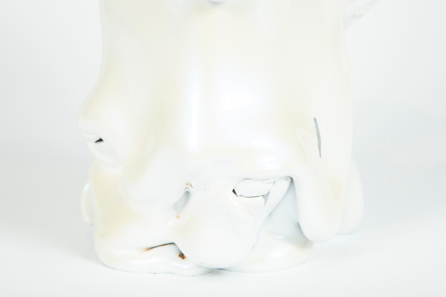 Art Glass White Pearl Pitcher I Glass Sculpture by Fredrik Nielsen