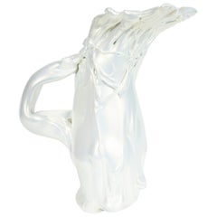White Pearl Pitcher II, eine einzigartige weiße Glasskulptur von Fredrik Nielsen