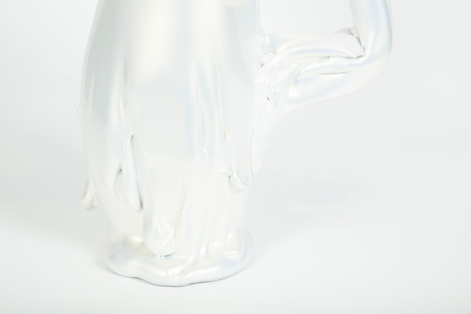 White Pearl Pitcher II, a unique white Glass Sculpture by Fredrik Nielsen For Sale 8