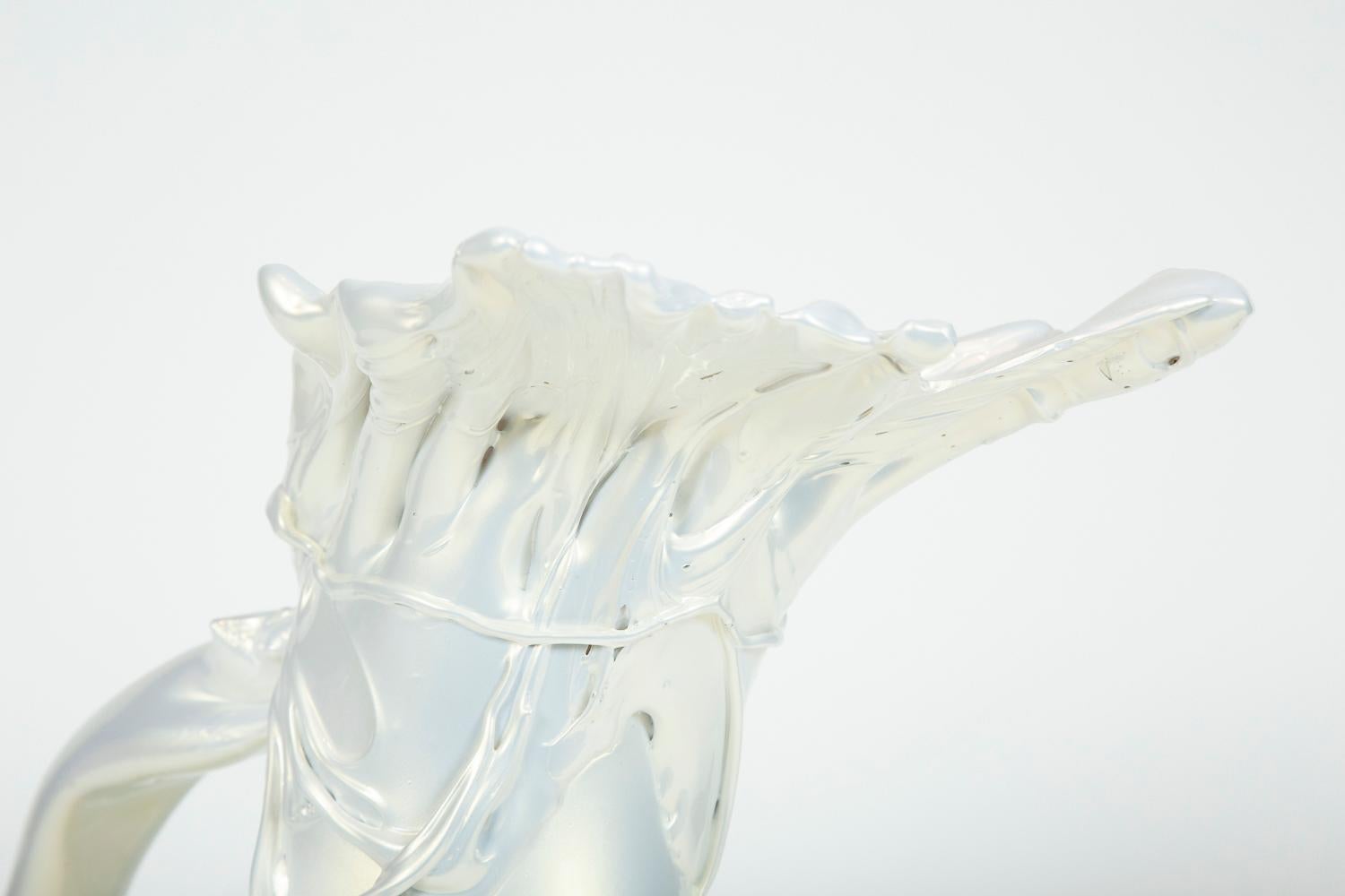 White Pearl Pitcher II, a unique white Glass Sculpture by Fredrik Nielsen In New Condition For Sale In London, GB
