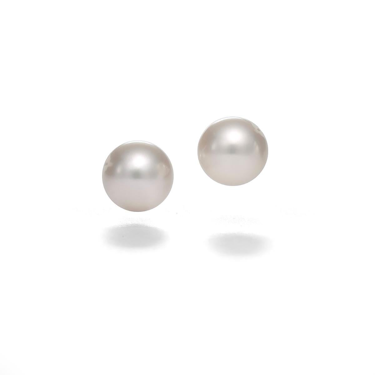 Earrings 950 platinum set with two white pearls 15.75 - 16.20mm