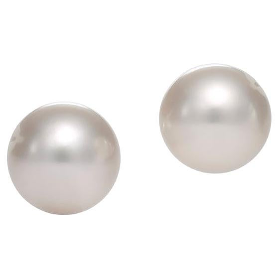 Boucles d'oreilles platine perles blanches en vente