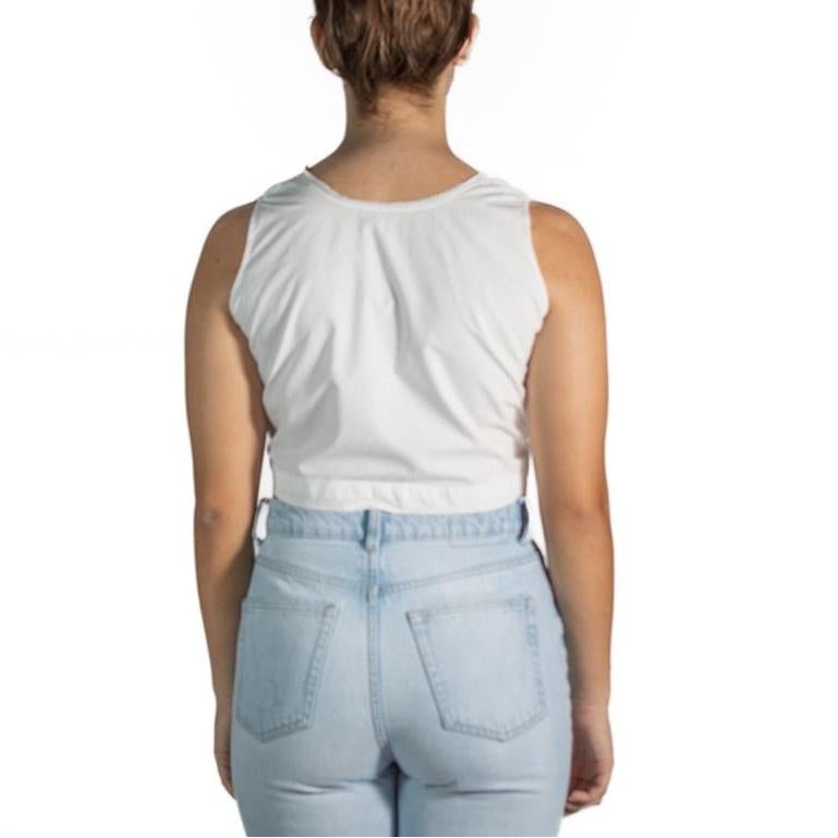 Camicetta button down in rayon con perle bianche in vendita 1