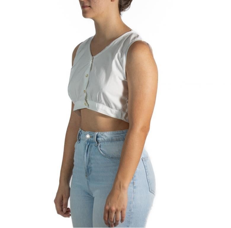 Camicetta button down in rayon con perle bianche in vendita 4