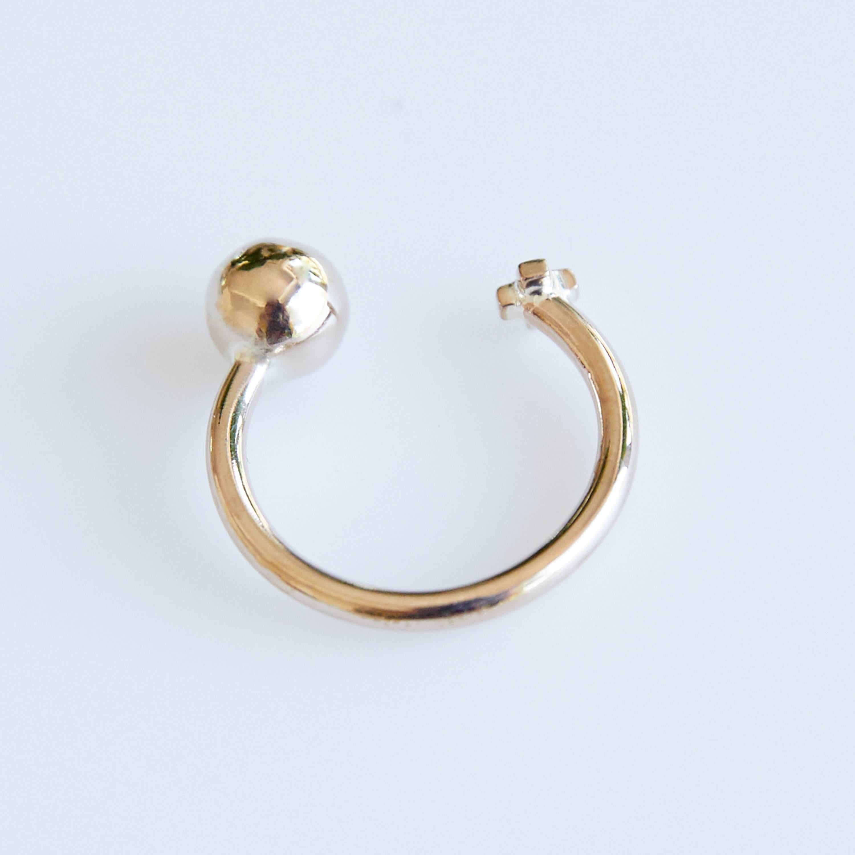 Uncut White Pearl Ring Cross Adjustable Cocktail Ring 14 Karat Gold J Dauphin For Sale