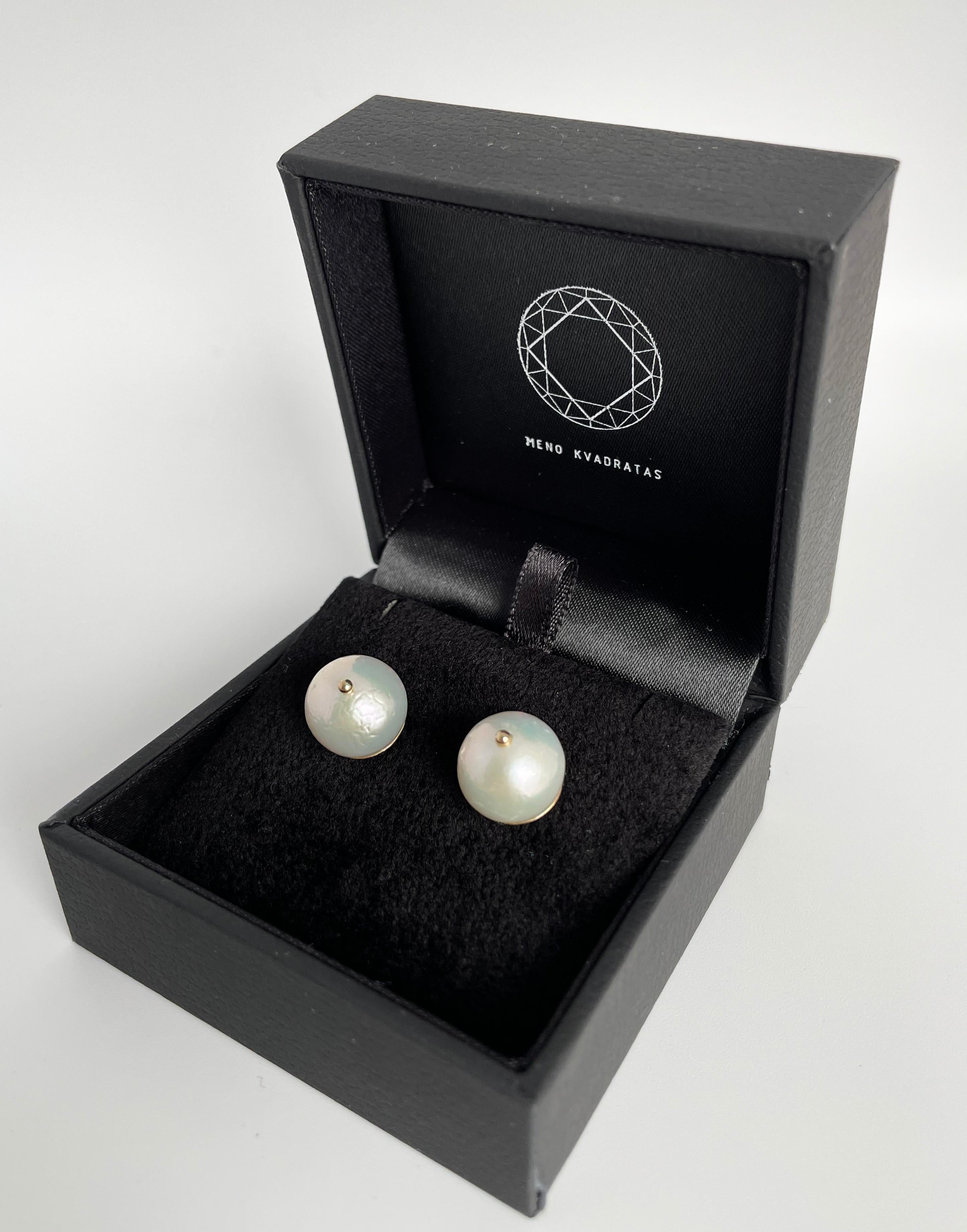 White pearl stud earrings set in 14-karat gold are a classic and timeless piece of jewelry created with exceptional precision and will give you years of excellent wear.

This beautiful piece of jewelry will arrive in a gorgeous box ready to be