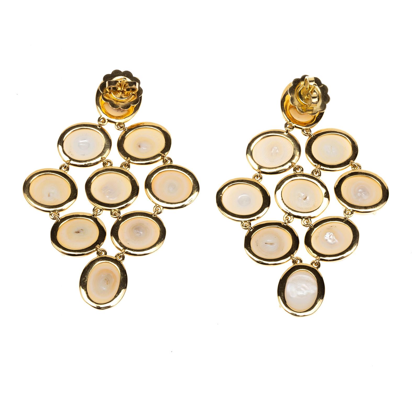 White Pearls 18 Karat Rose Gold Geometric Earrings In New Condition For Sale In Milan, IT