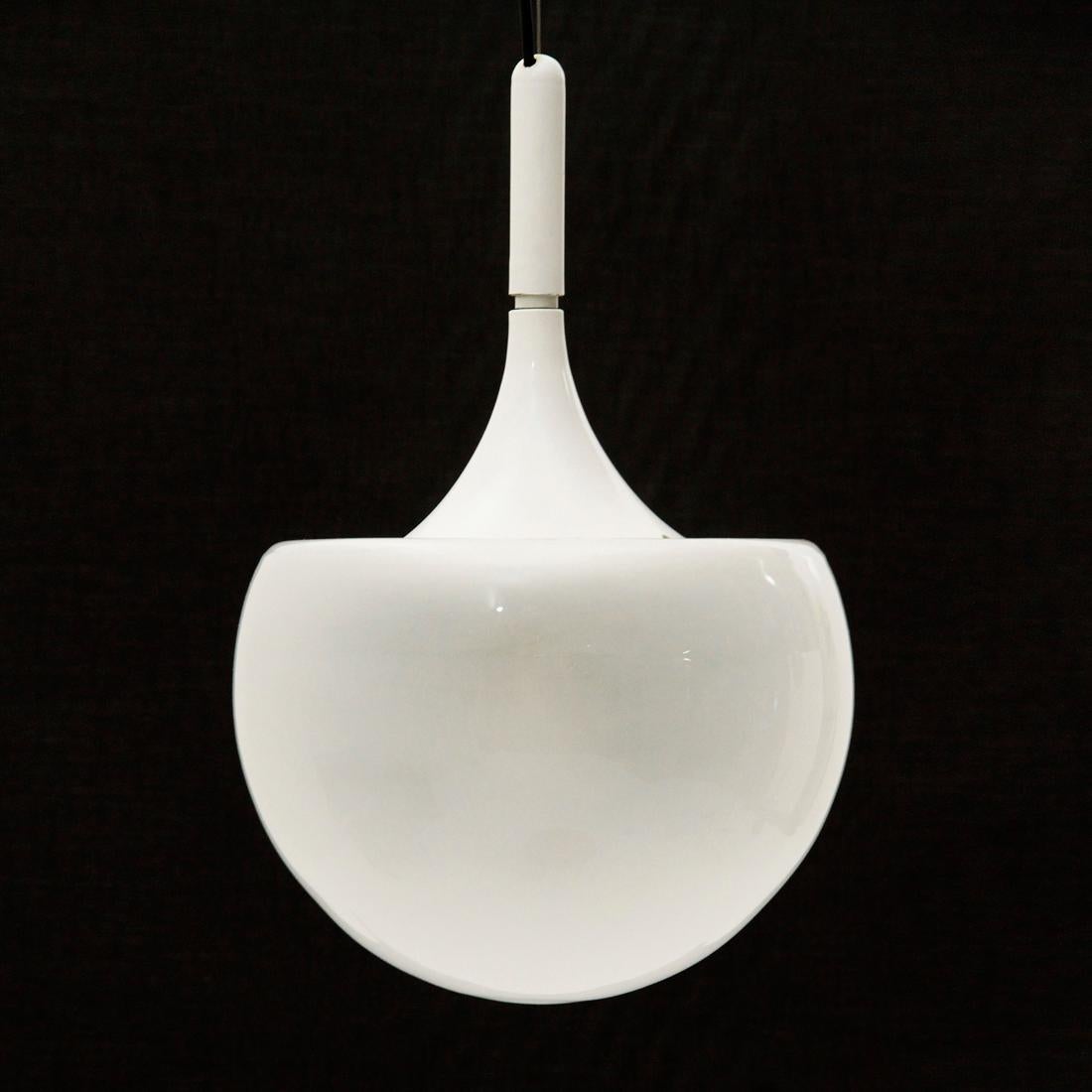 Mid-Century Modern White Pendant Lamp by Elio Martinelli for Martinelli, 1960s