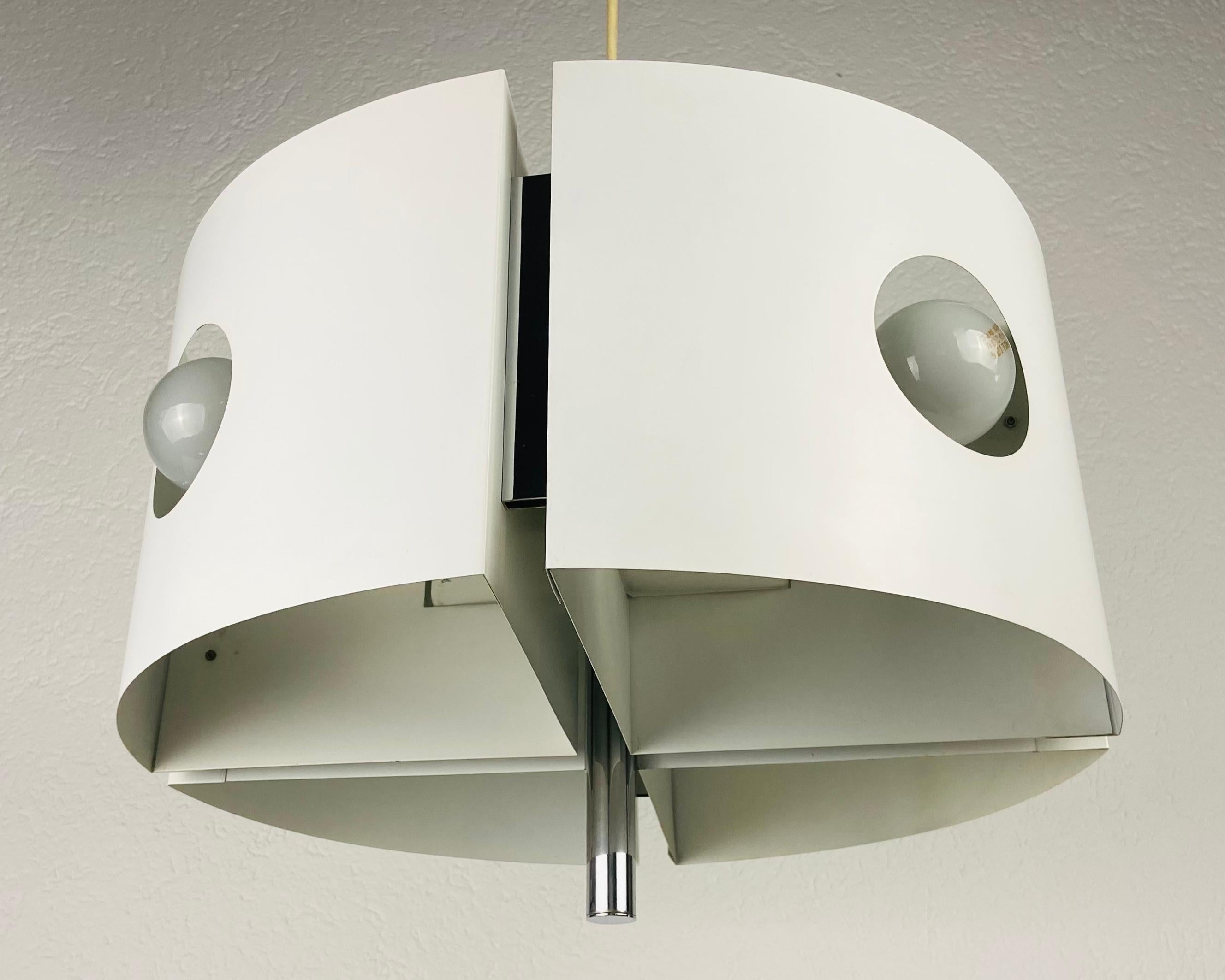 German White Pendant Lamp by Klaus Hempel for Kaiser Leuchten, 1970s For Sale