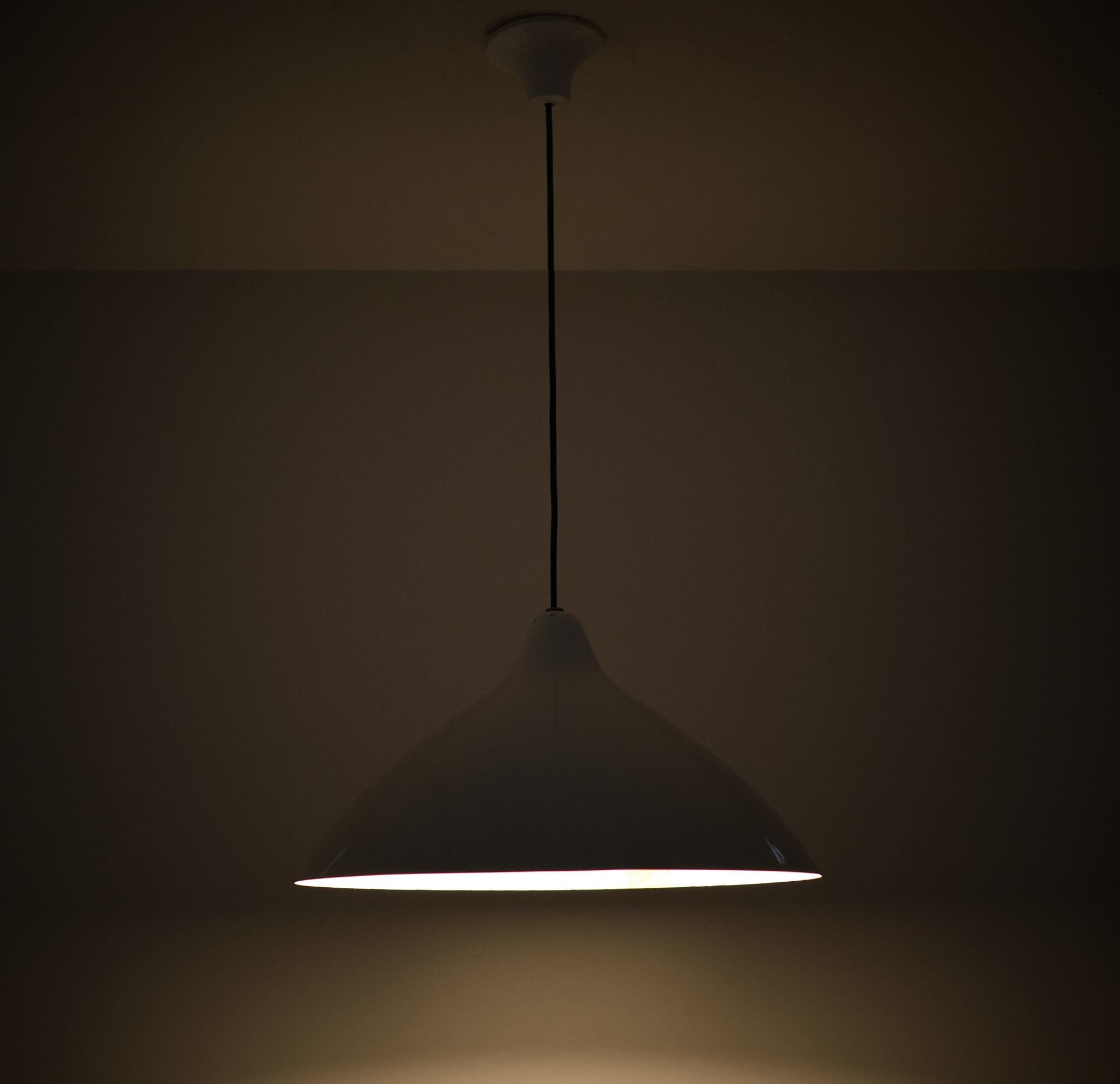  White Pendant Lamp by Lisa Johansson Pape for Orno, Finland 1950s  For Sale 2