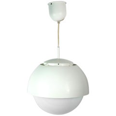White Pendant Lamp Glass Space Age, 1970s