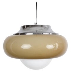 White Pendant Lamp, Meblo by Harvey Guzzini, 1970s White Pendant Lamp, Meblo by Harvey Guzzini, 1970s