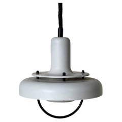 White Pendant Light Metal Ceiling Lamp Space Age Danish Mid-Century Modern 1970s