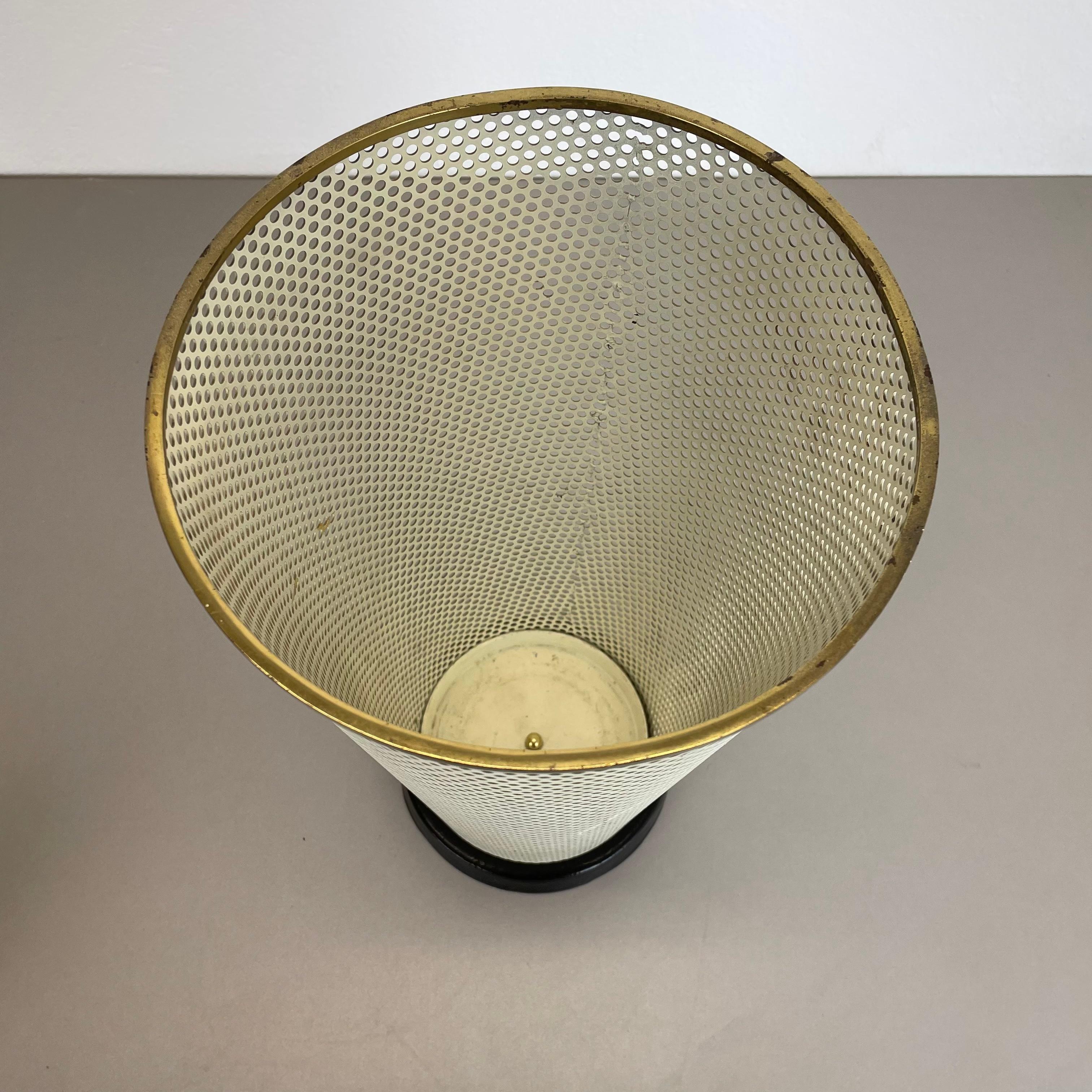 White Perforated Metal Brass Umbrella Stand by Vereinigte Werkstätten, Germany For Sale 14