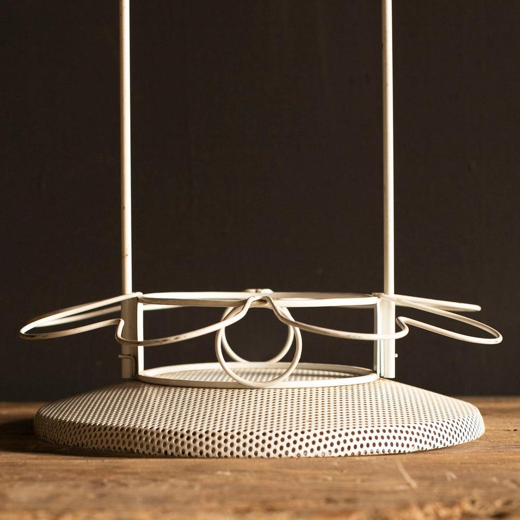 Mid-20th Century White Perforated Metal Drink Holder Attributed to Mathieu Matégot For Sale