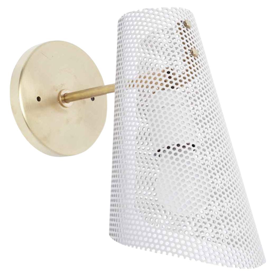 White Perforated Scoop Sconce by Lawson-Fenning For Sale