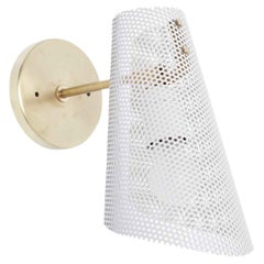White Perforated Scoop Sconce by Lawson-Fenning
