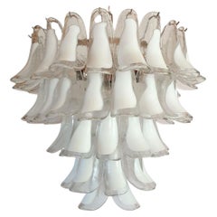 White Petal Murano Glass Chandelier by Mazzega - set of four