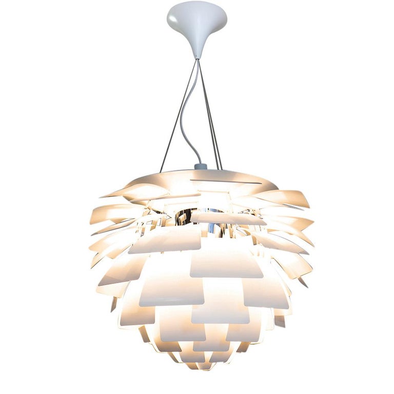 Poul Henning for Poulsen Denmark, White PH Artichoke Ceiling Lamp 72 cm For Sale 3