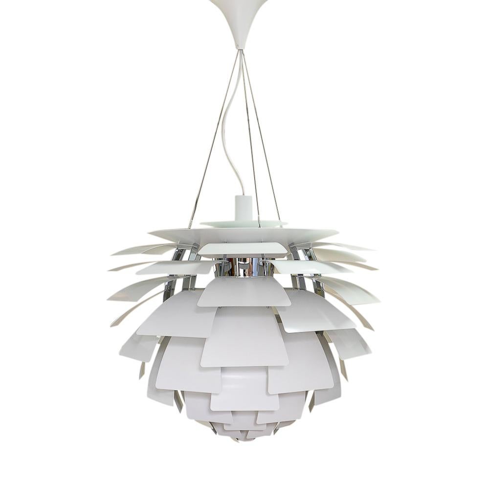 Danois Poul Henning for Poulsen Denmark, White PH Artichoke Ceiling Lamp 72 cm en vente