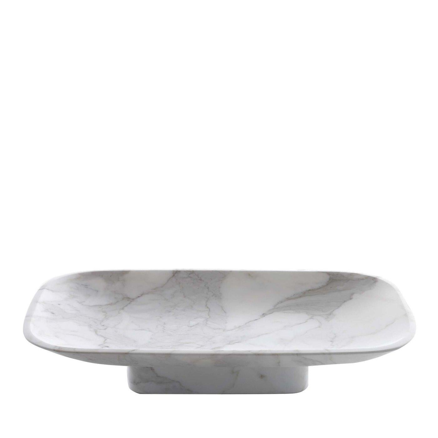 Fruit bowl, oval, in Calacatta or white Carrara marble, matt polished finish also available in black Marquina marble, matt polished finish.