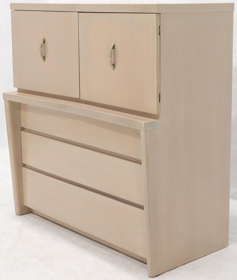 White Pickle Finish Two Doors Compartment Gentleman's Chest Dresser For