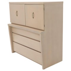 Vintage White Pickle Finish Two Doors Compartment Gentleman's Chest Dresser