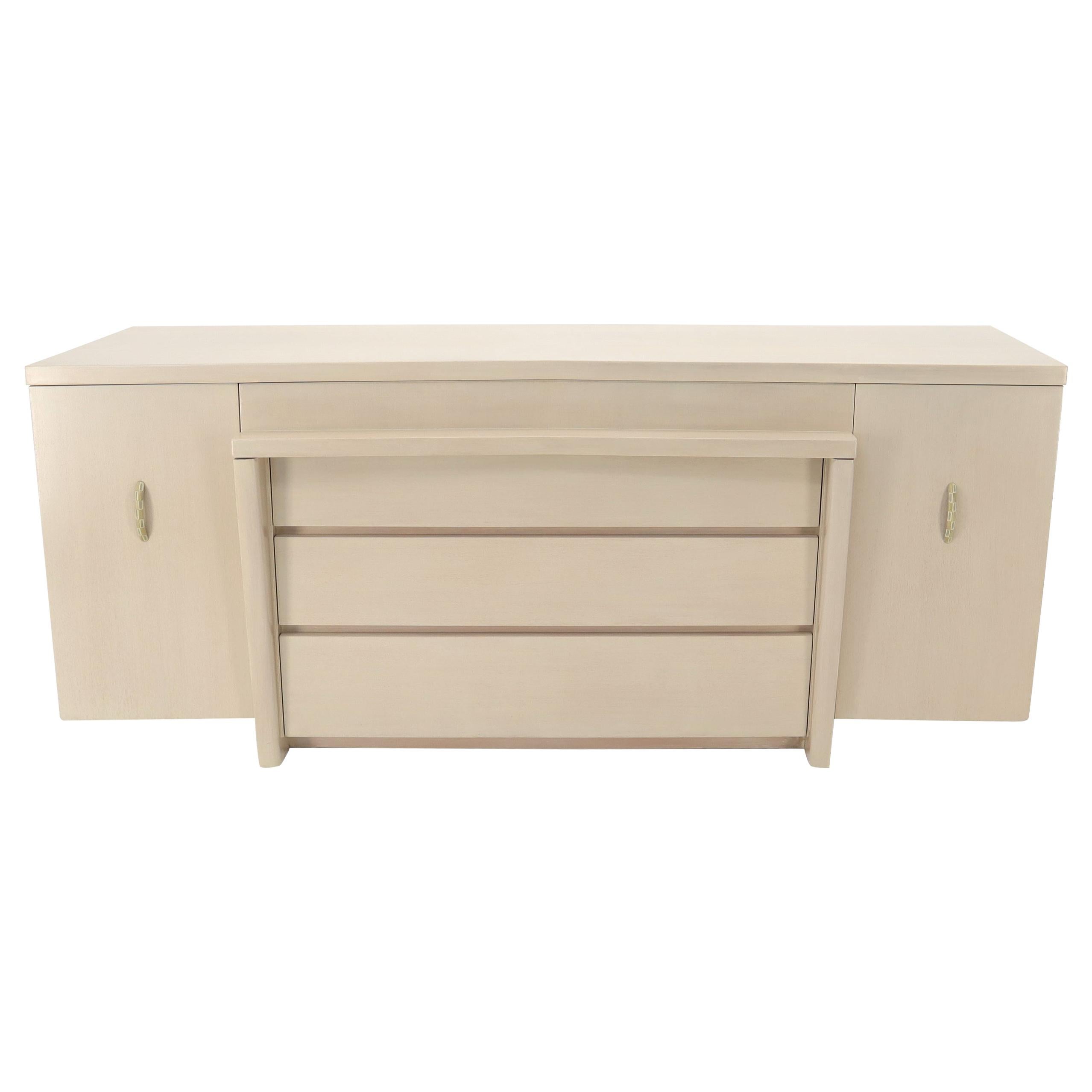 White Pickle Lacquer Finish Sculptural Dresser For Sale