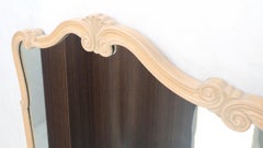 Specchio intagliato in ciliegio massiccio laccato bianco decapato stile francese MINT