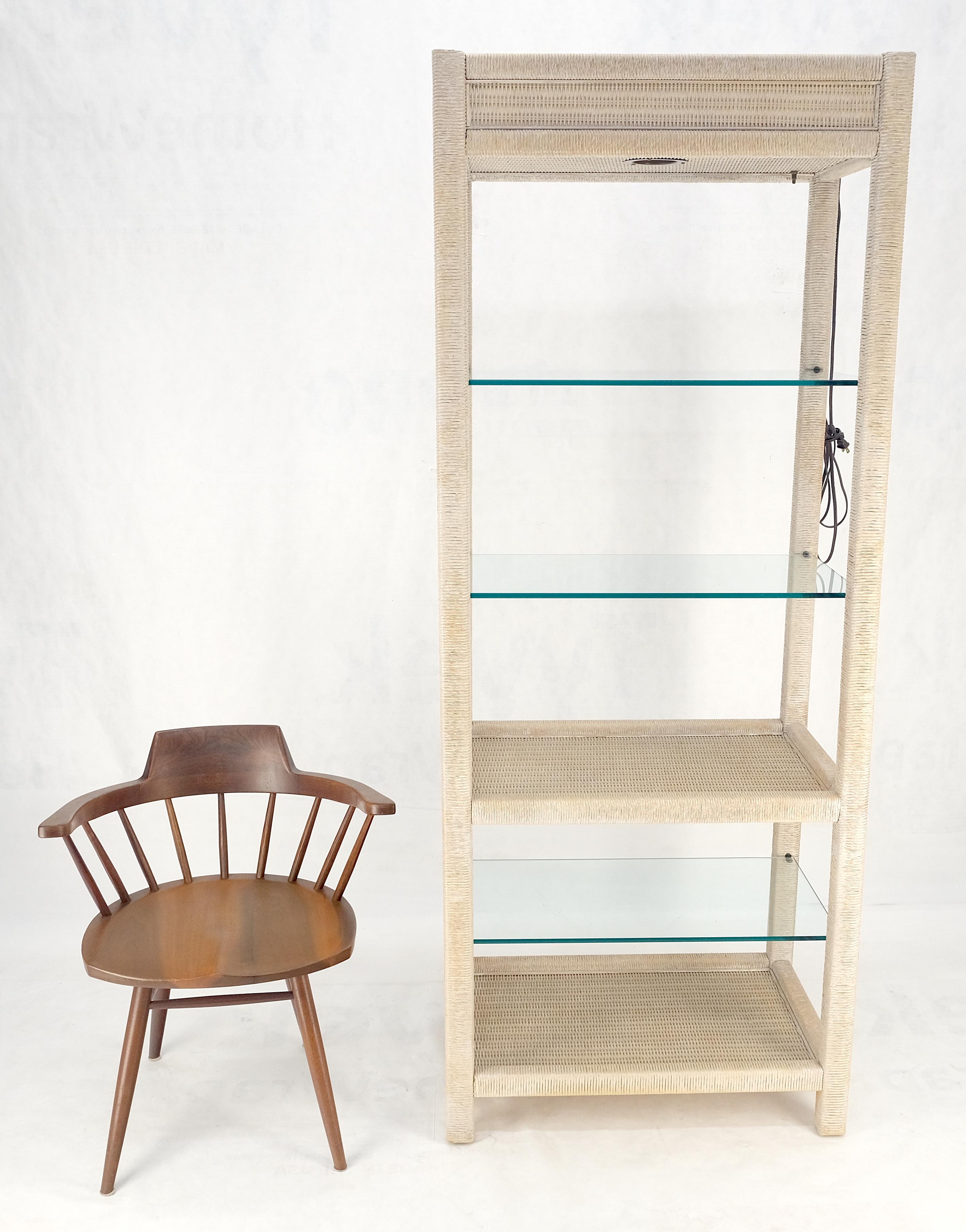 Espositore Etagere illuminato in canna di bambù decapata bianca a 5 ripiani alto 76