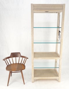 Whiting Pickled Rush Cane Bamboo Wrapped 5 Shelves 76" Tall Etagere Display MINT!
